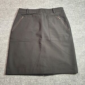 Ann Taylor Pencil Skirt Womens 10 Black Stretch Zip Pockets Lined